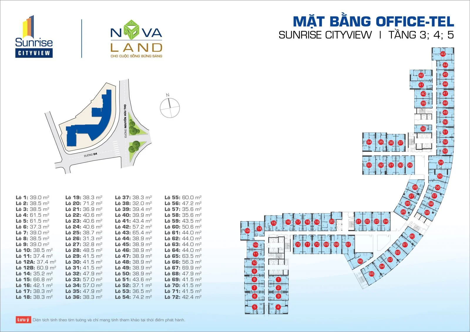 Mặt bằng Officetel Sunrise Cityview quận 7 tầng 3 - 4 - 5 