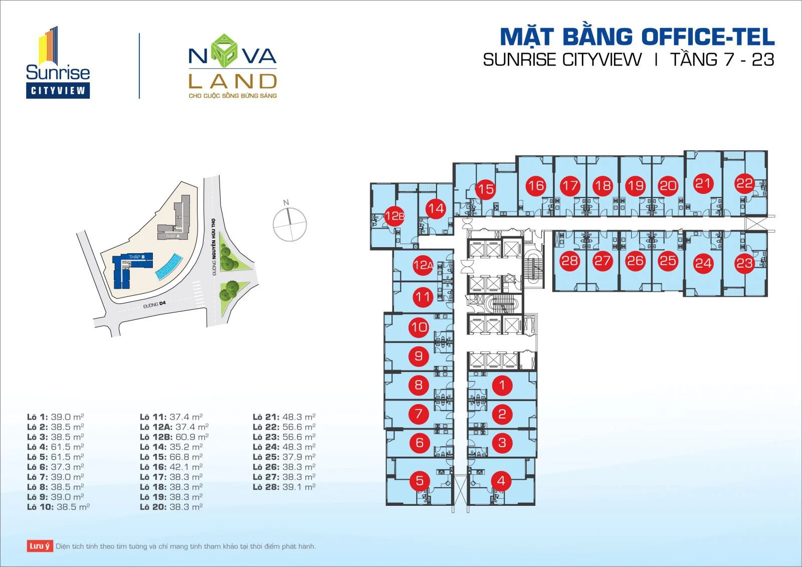 Mặt bằng Officetel Sunrise Cityview quận 7 tầng 7 - 23